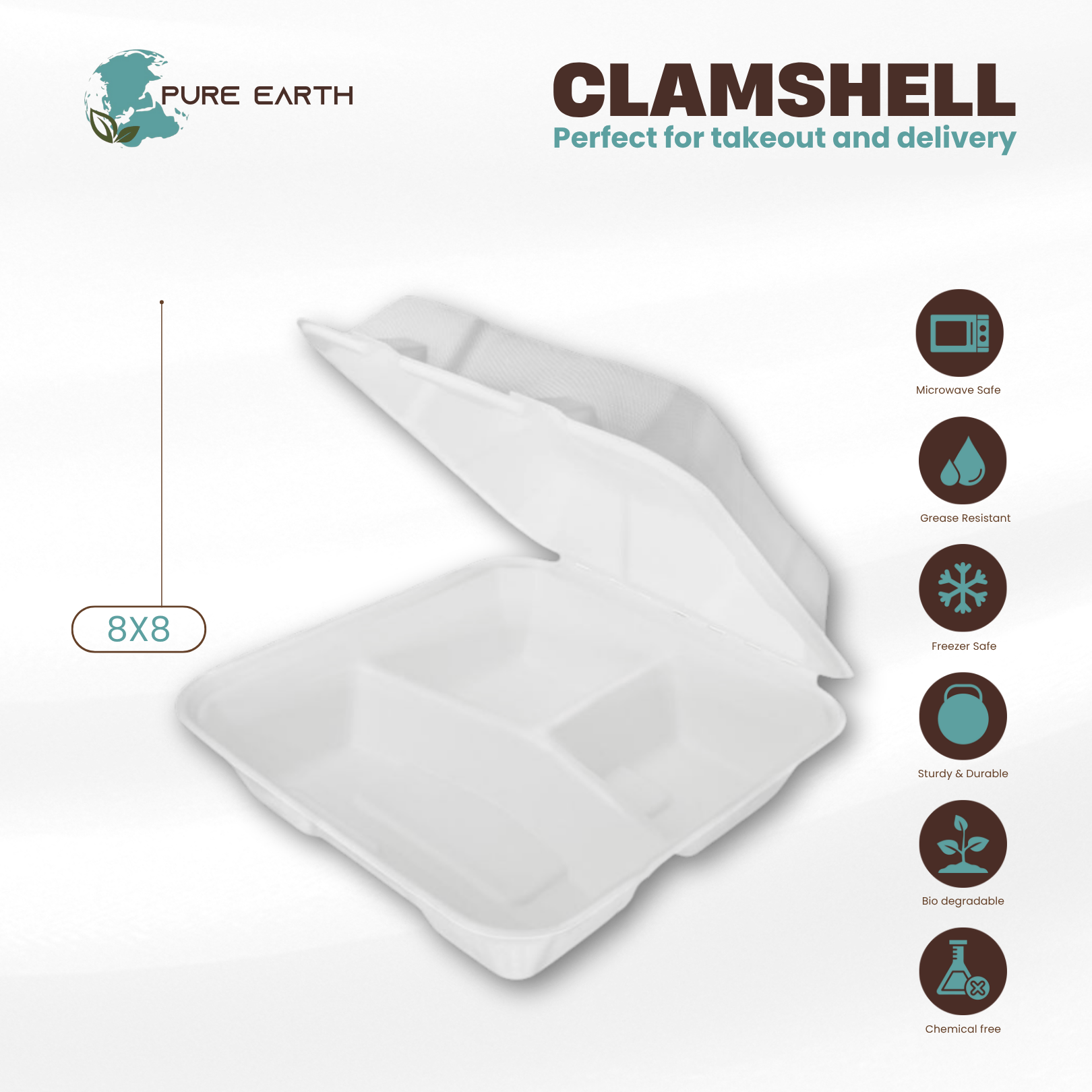 Clamshells - 8x8 - 3 Compartments