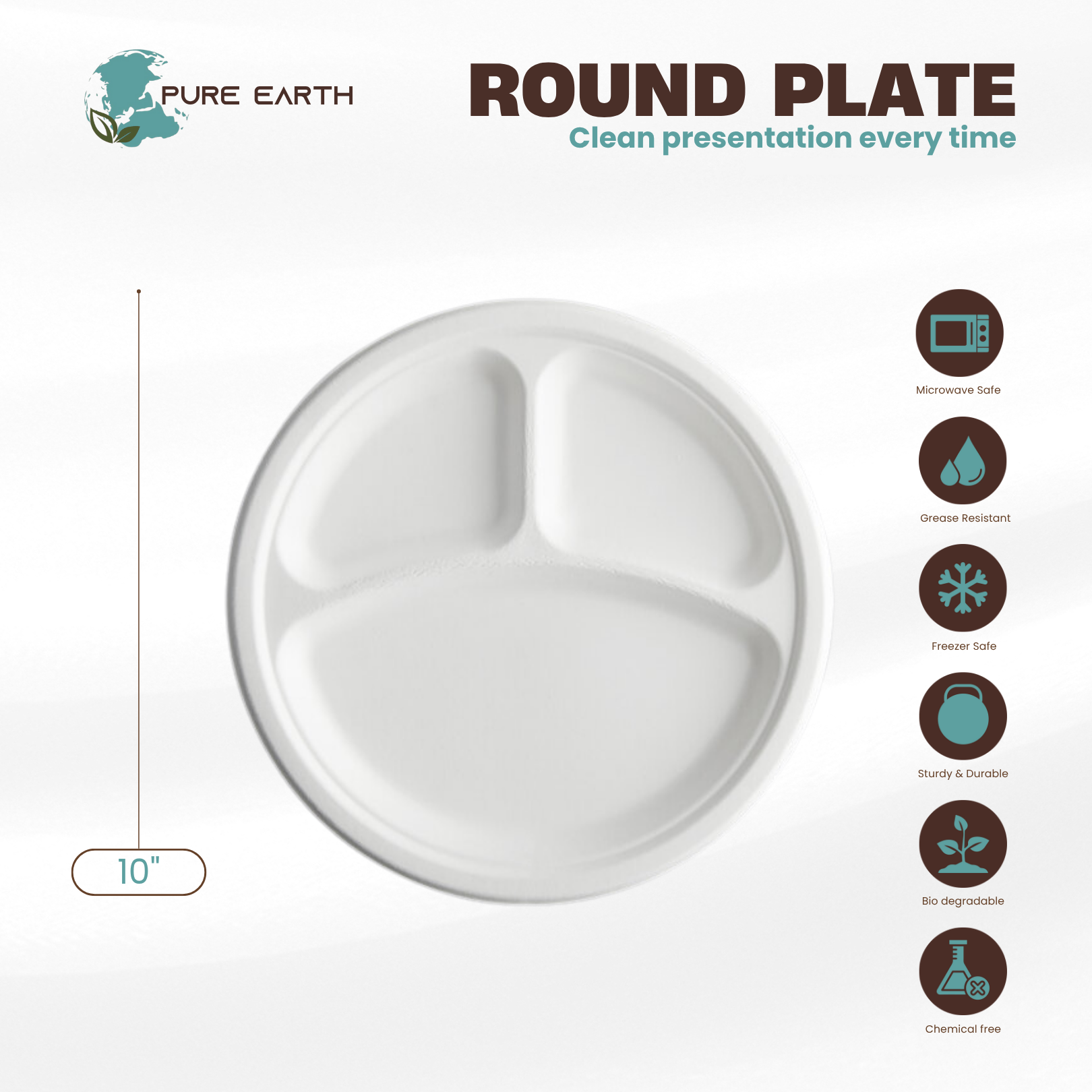 Round Plates - 10 Inch - 3 Compartments